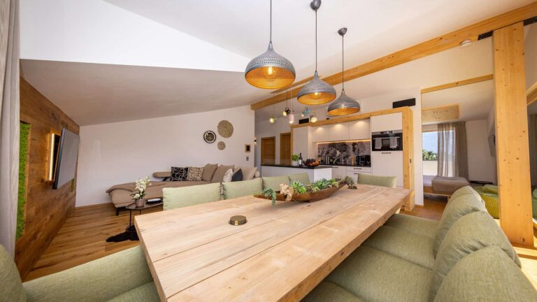 Penthouse Wohnzimmer Küche Kücheninsel Smart-TV Backofen Geschirrspüler